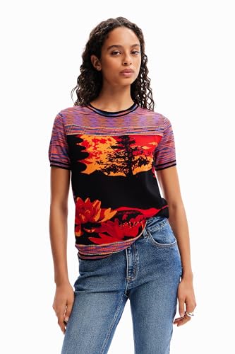 Amazon.com: Desigual Women's Knit Landscape T-Shirt Orange